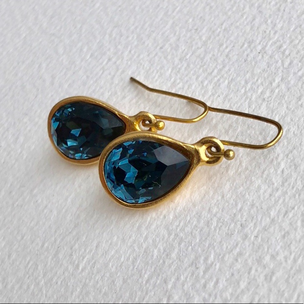 Diana Warner Dark Blue and Gold Teardrop Earrings